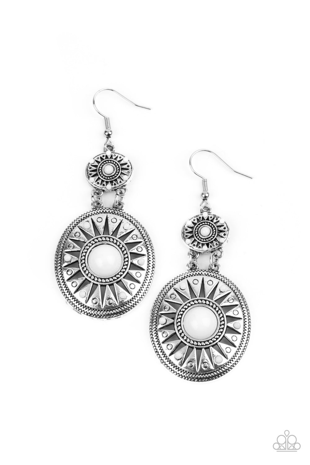 Temple of The Sun - White Earrings - Princess Glam Shop