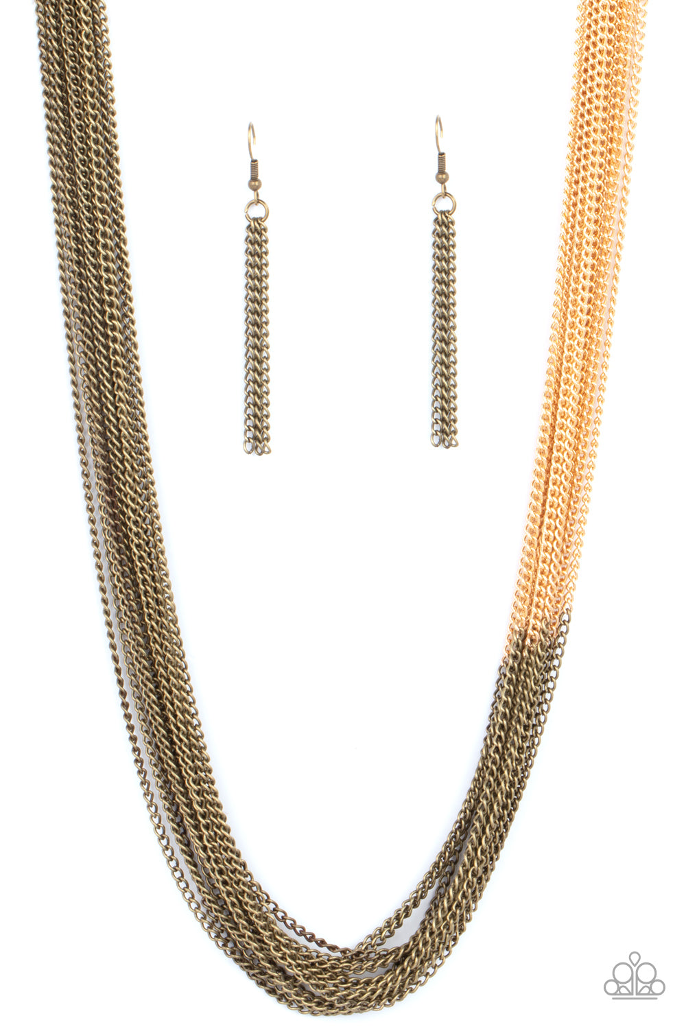 Metallic Merger - Brass & Gold Necklace Set - Princess Glam Shop