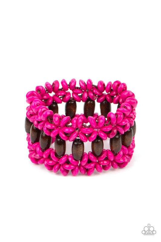 Bali Beach Retreat - Pink Wood Bracelet - Princess Glam Shop