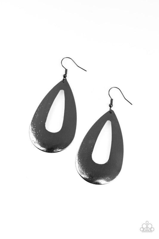 Hand It OVAL! - Black Earrings - Princess Glam Shop