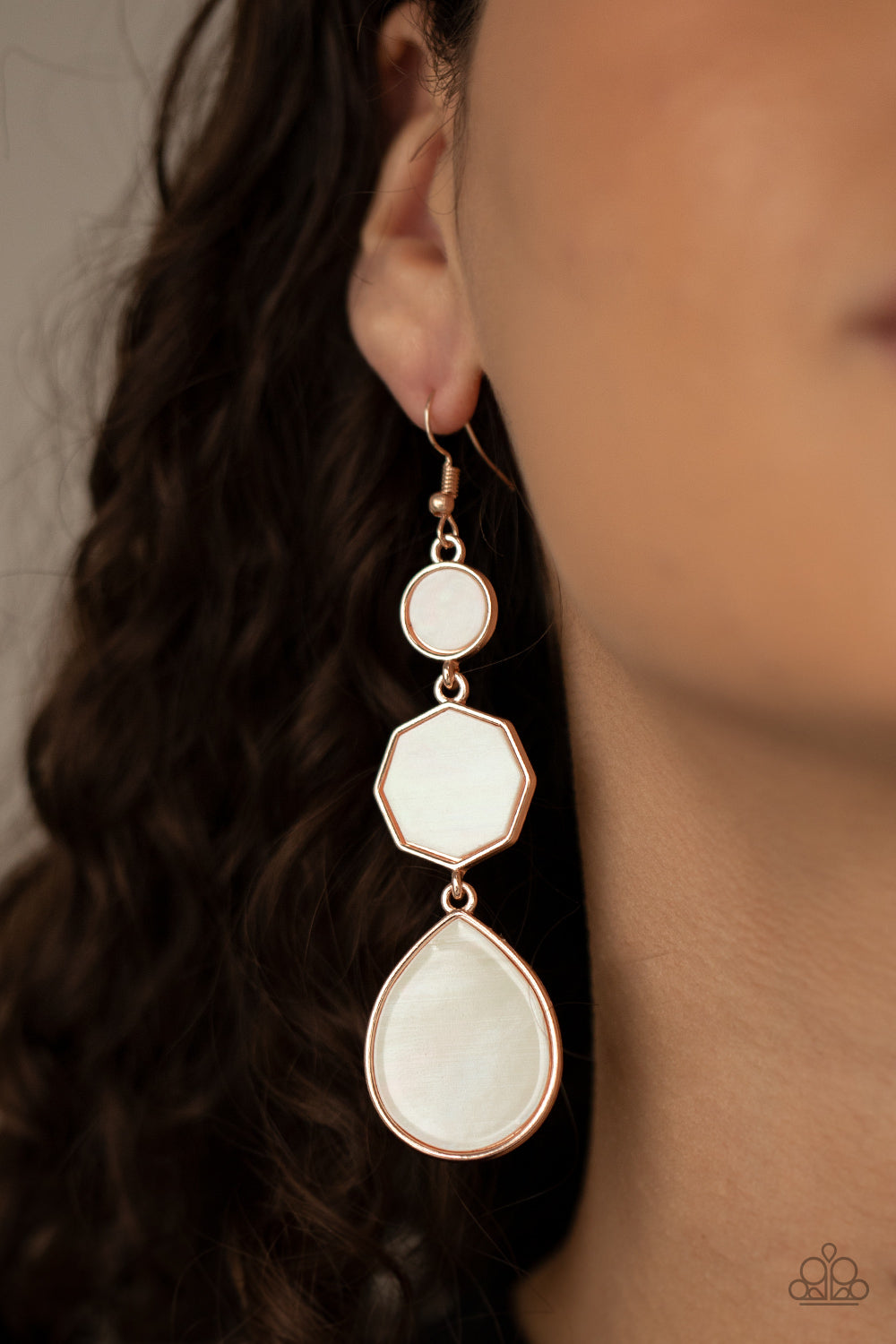 Progressively Posh - Rose Gold & White Earrings - Princess Glam Shop