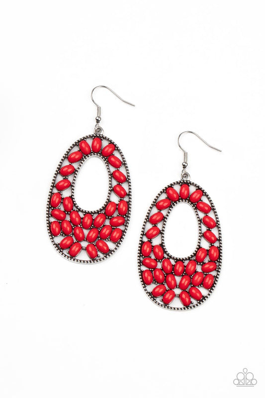 Beaded Shores - Red Earrings - Princess Glam Shop