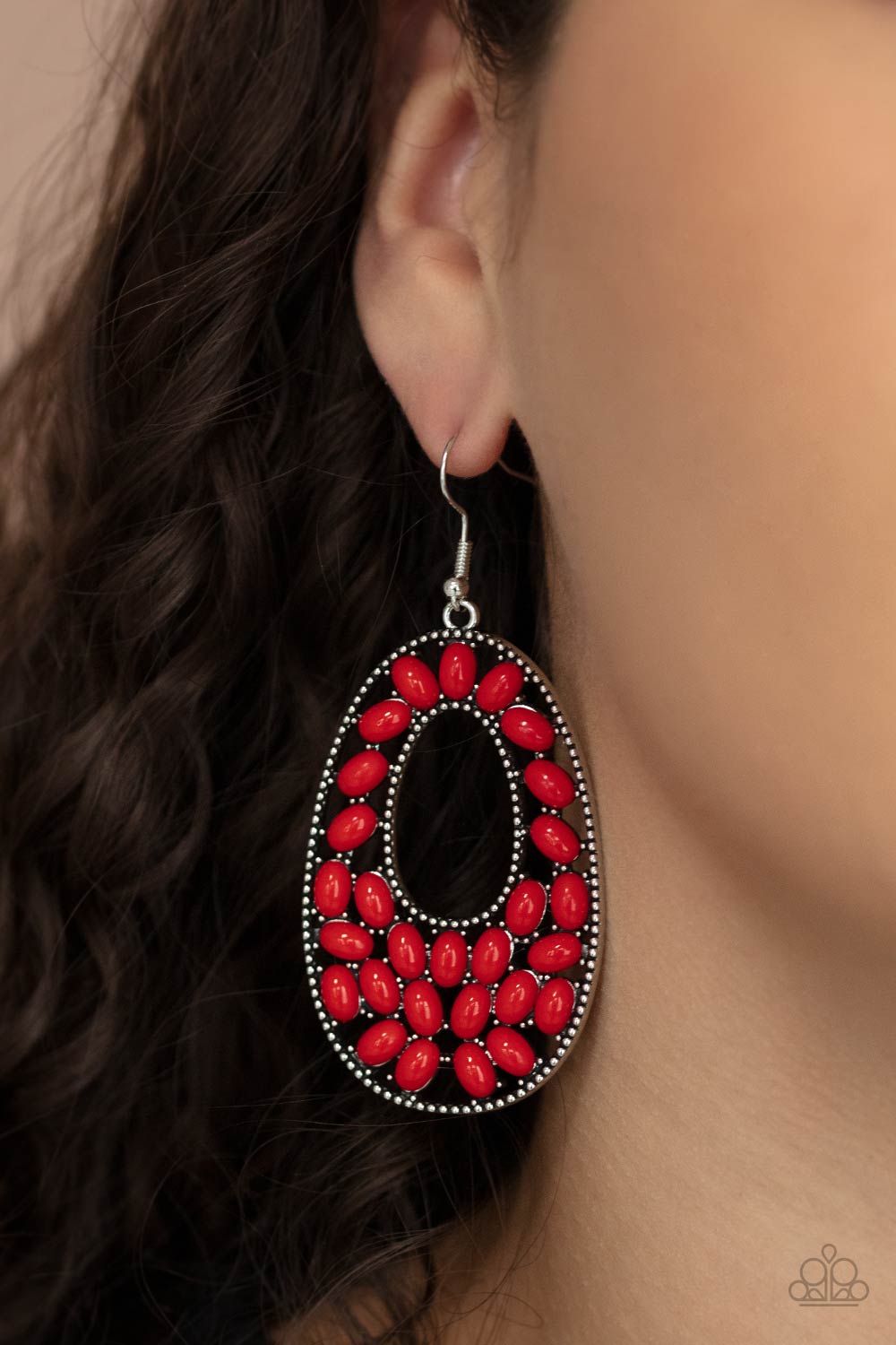 Beaded Shores - Red Earrings - Princess Glam Shop