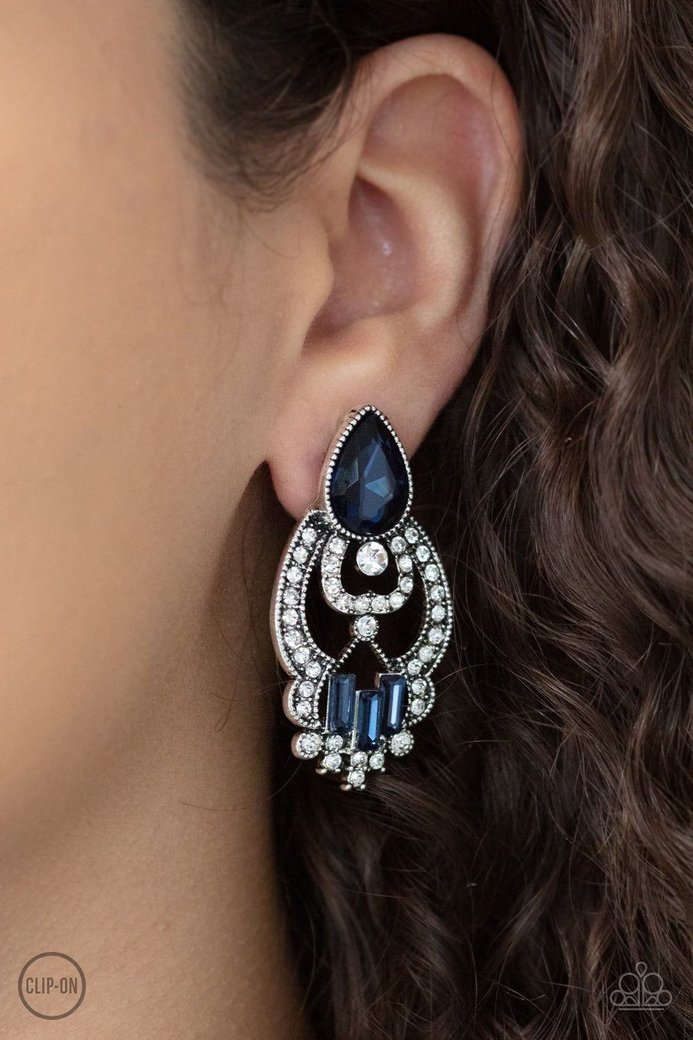 Glamour Gauntlet - Blue Clip-On Earrings - Princess Glam Shop