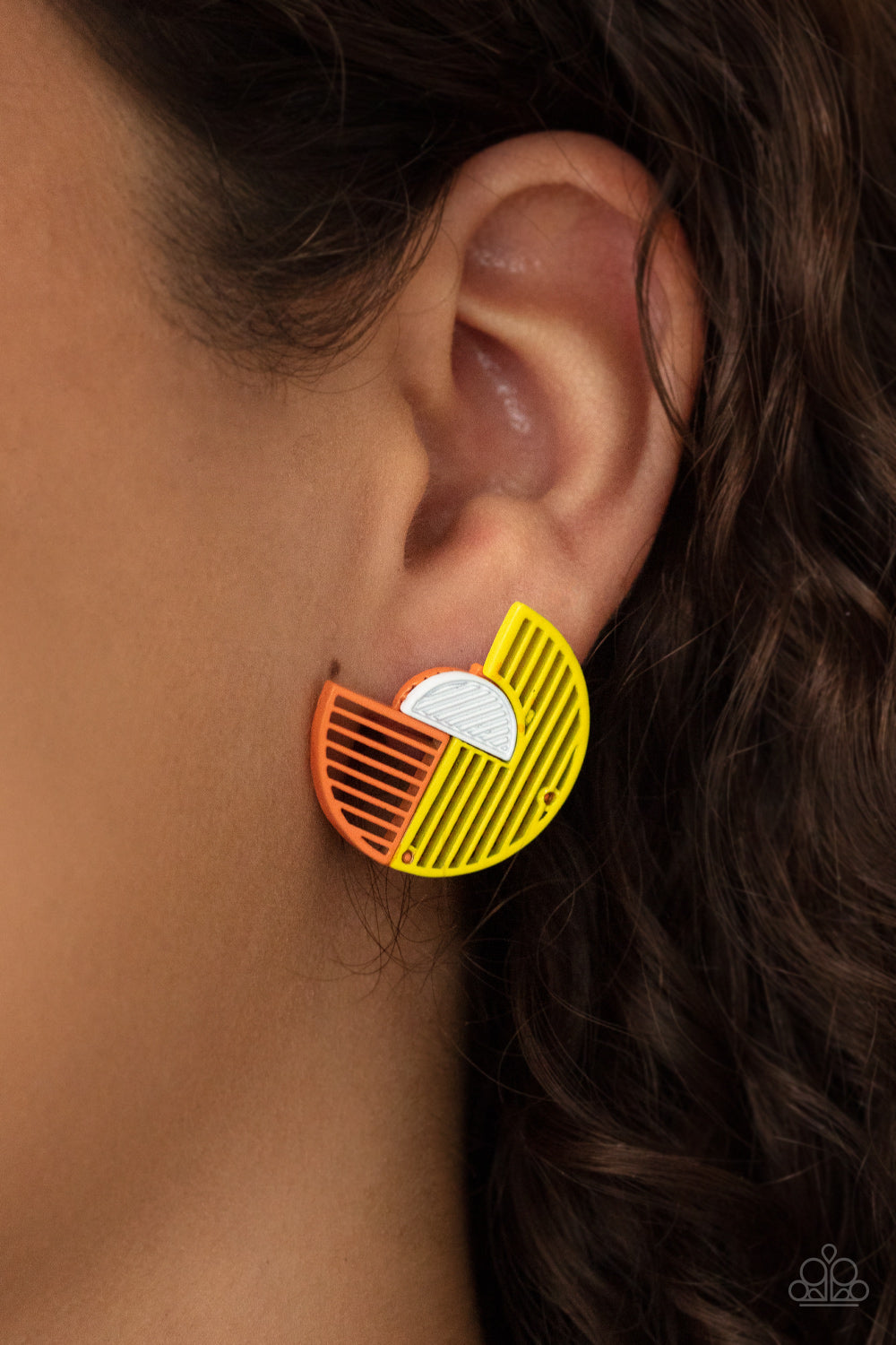 It’s Just an Expression - Yellow, White & Orange Earrings - Princess Glam Shop