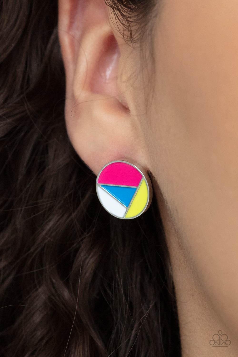 Artistic Expression - Multi Pink, Blue, Yellow & White Earrings - Princess Glam Shop