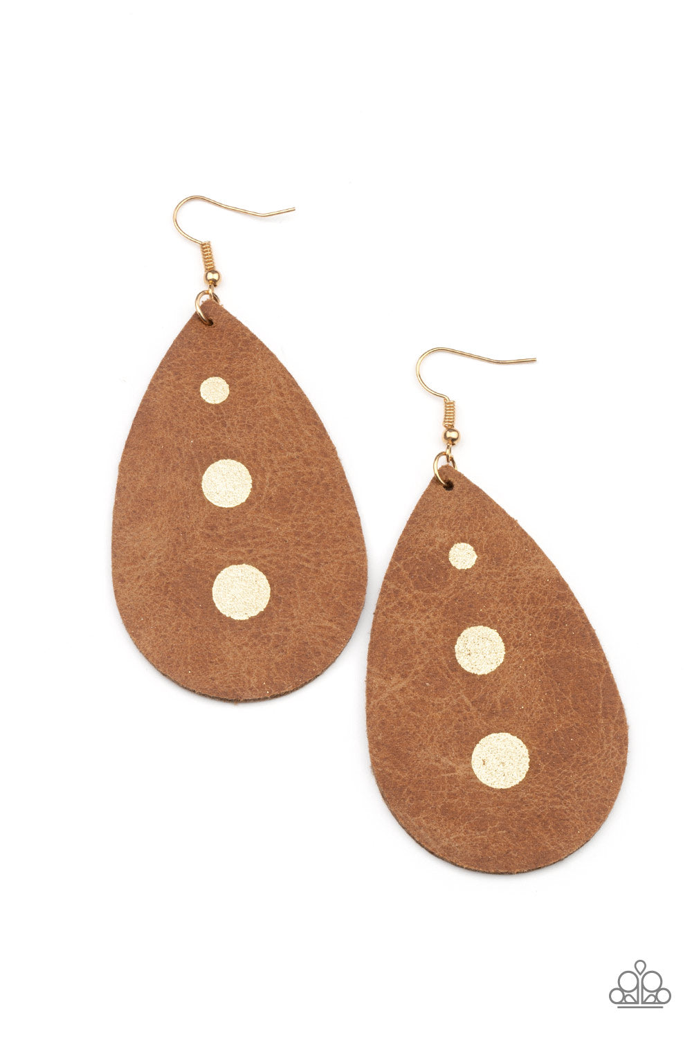 Rustic Torrent - Gold & Brown Leather Earrings - Princess Glam Shop