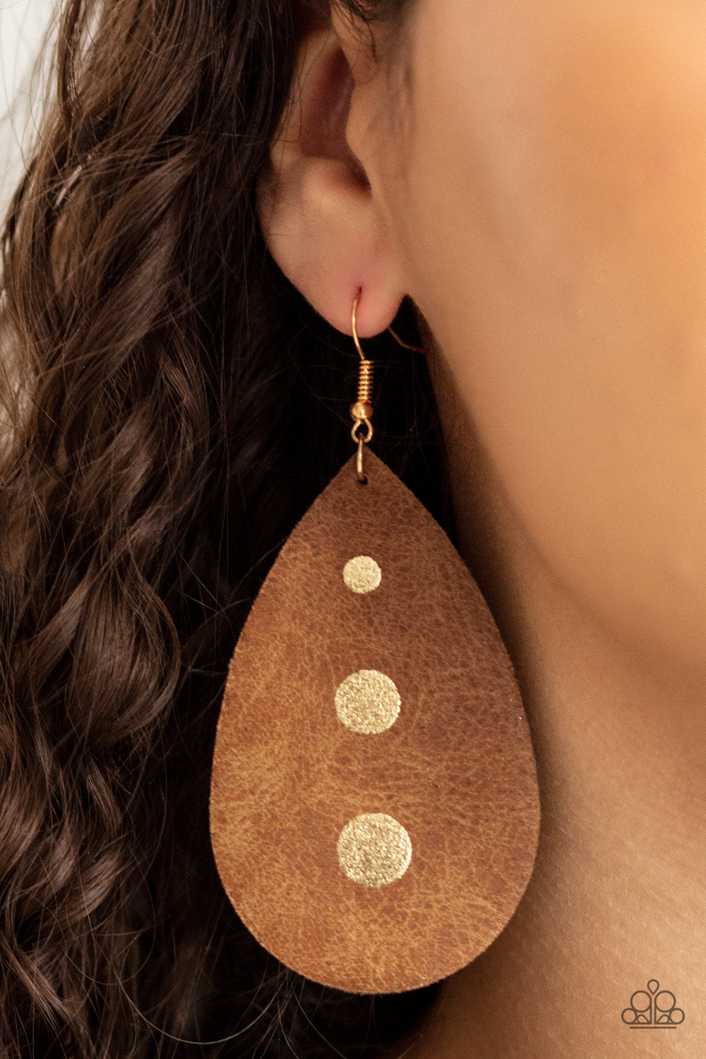 Rustic Torrent - Gold & Brown Leather Earrings - Princess Glam Shop