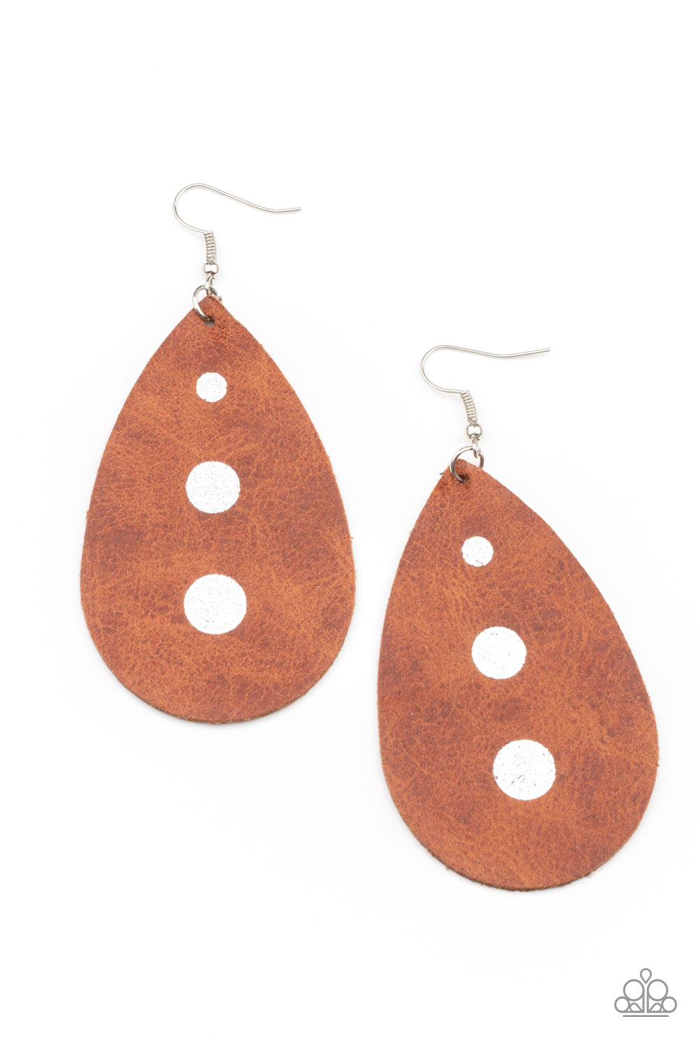Rustic Torrent - Brown & Silver Leather Earrings - Princess Glam Shop