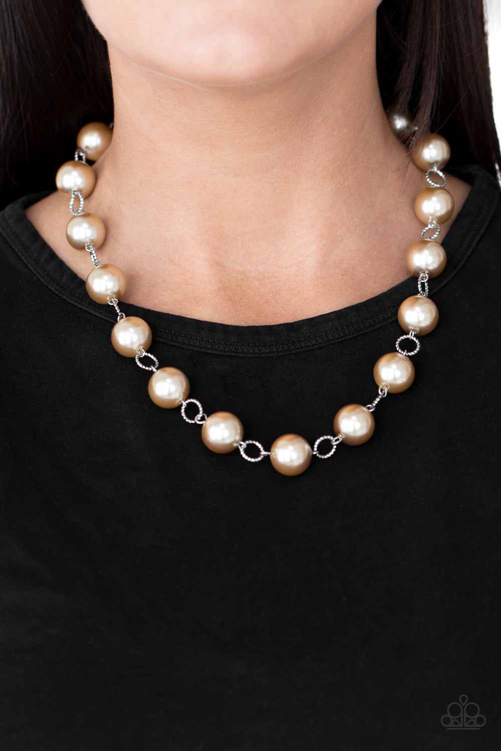 Ensconced in Elegance - Brown Pearl Necklace Set - Princess Glam Shop