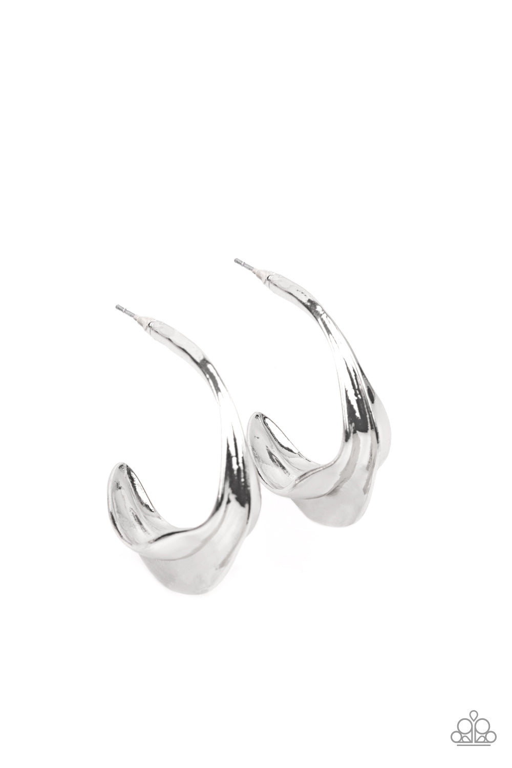 Modern Meltdown - Silver Hoop Earrings - Princess Glam Shop