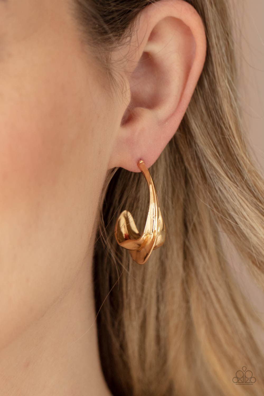 Modern Meltdown - Gold Hoop Earrings - Princess Glam Shop