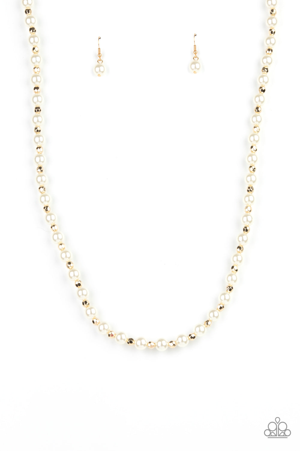 Nautical Novelty - Gold & White Pearl Necklace Set - Princess Glam Shop