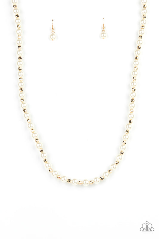 Nautical Novelty - Gold & White Pearl Necklace Set - Princess Glam Shop