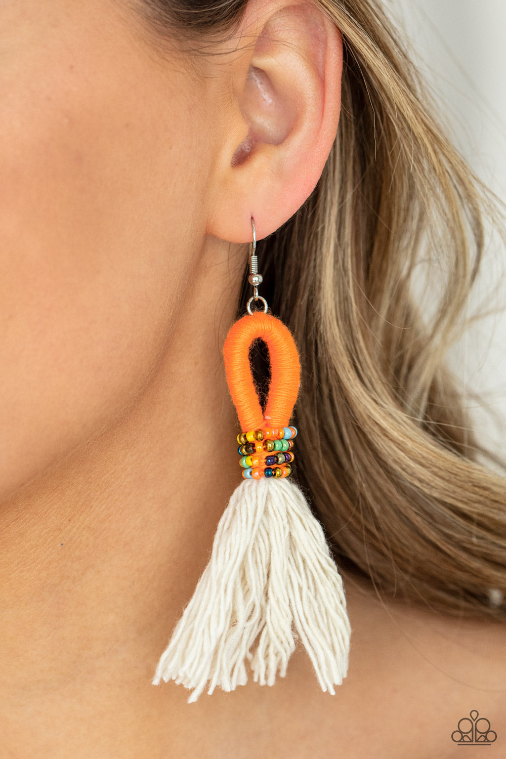 The Dustup - Orange & Multi Seed Bead Earrings - Princess Glam Shop