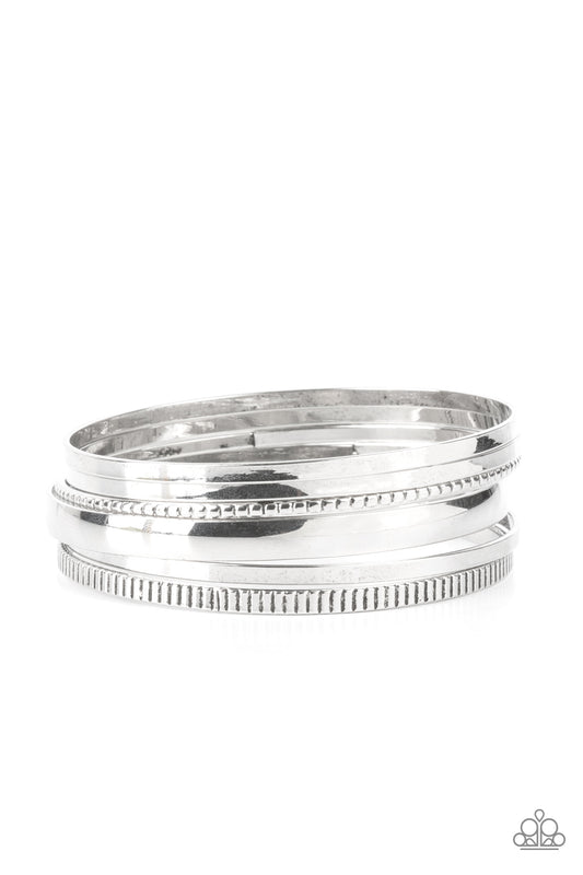 Gliding Gleam - Silver Bangle Bracelet Set - Princess Glam Shop