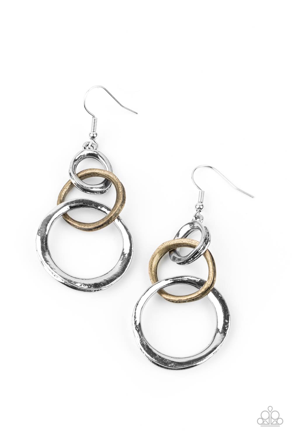 Harmoniously Handcrafted - Silver & Brass Earrings - Princess Glam Shop