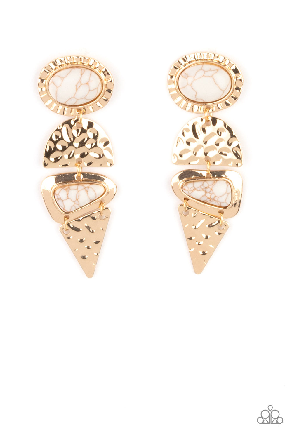 Earthy Extravagance - Gold & White Stone Earrings - Princess Glam Shop