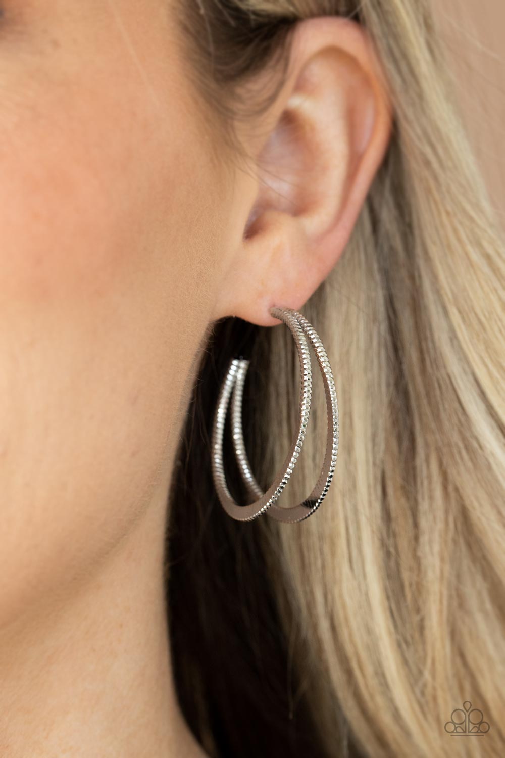 Rustic Curves - Silver Hoop Earrings - Princess Glam Shop