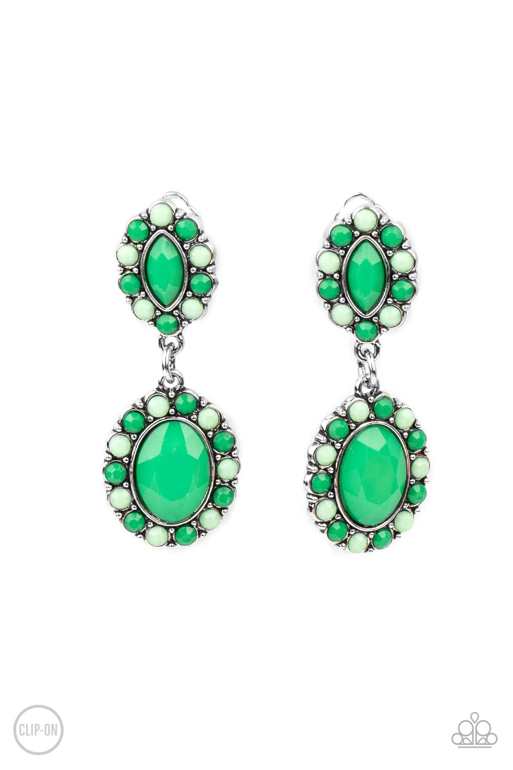 Positively Pampered - Green Clip-On Earrings - Princess Glam Shop