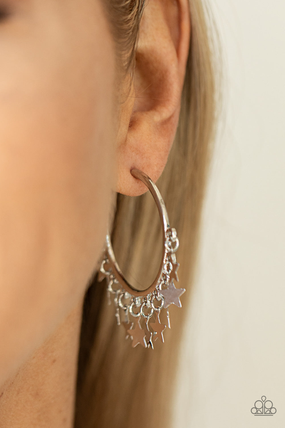 Happy Independence Day - Silver Hoop Earrings - Princess Glam Shop