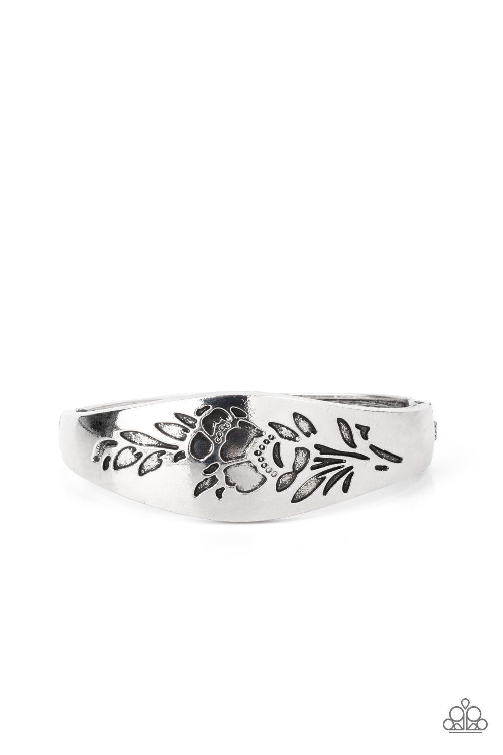 Fond of Florals - Silver Hinge Bangle Bracelet - Princess Glam Shop