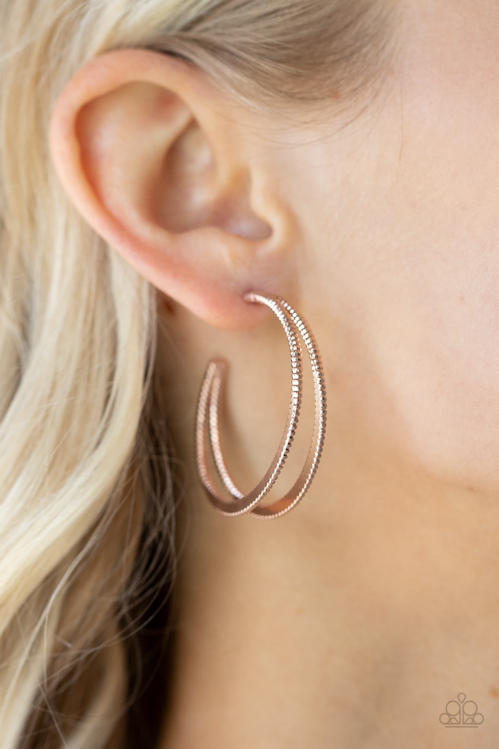 Rustic Curves - Rose Gold Hoop Earrings - Princess Glam Shop