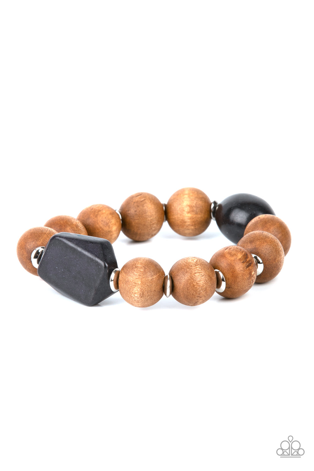 Abundantly Artisan - Black Stone & Brown Wood Bracelet - Princess Glam Shop