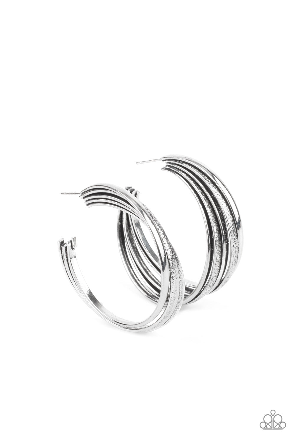 In Sync - Silver Hoop Earrings - Princess Glam Shop