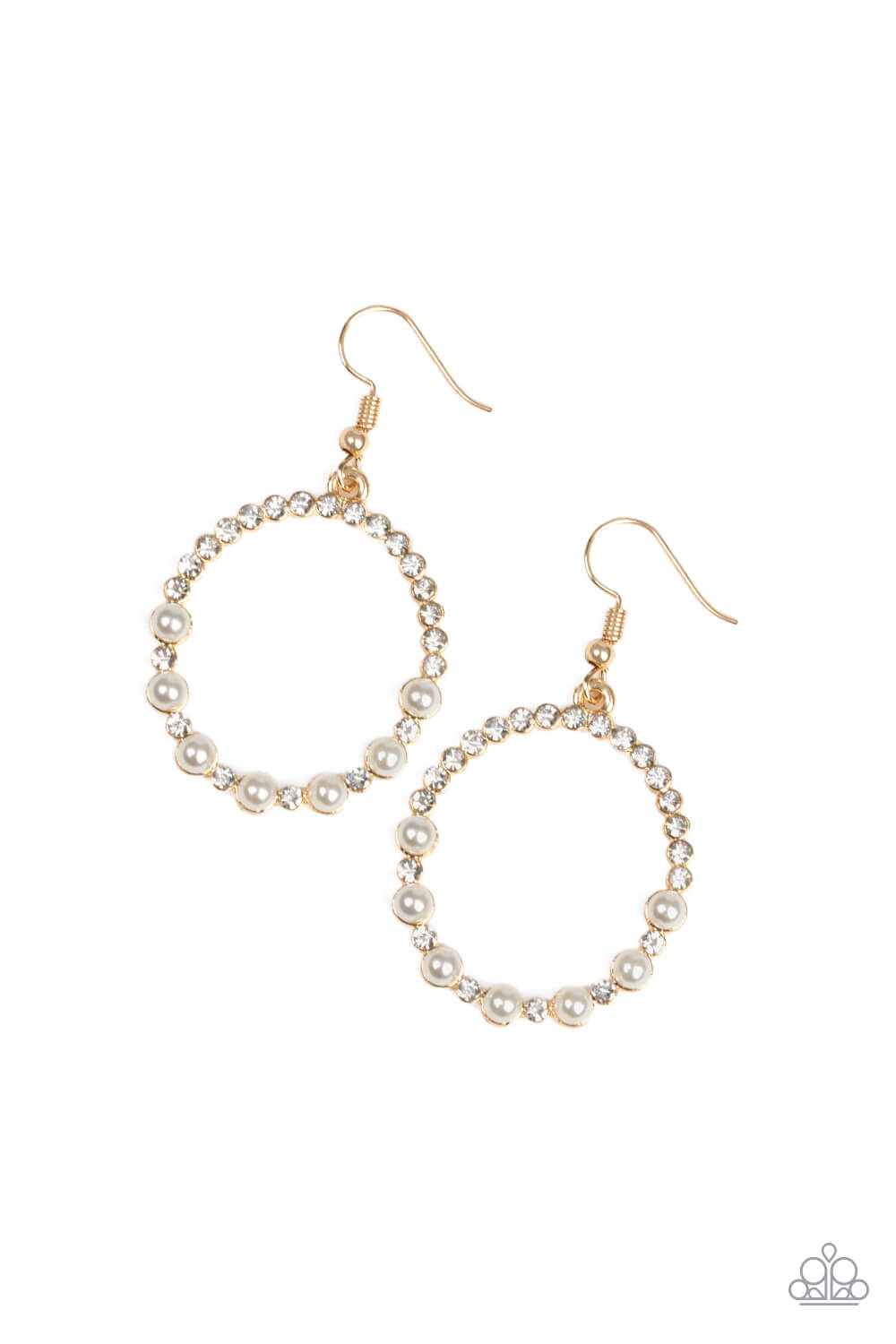 Glowing Grandeur - Gold & White Earrings - Princess Glam Shop