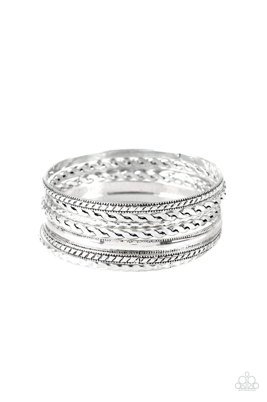 Rattle and Roll - Silver Bangle Bracelet Set - Princess Glam Shop