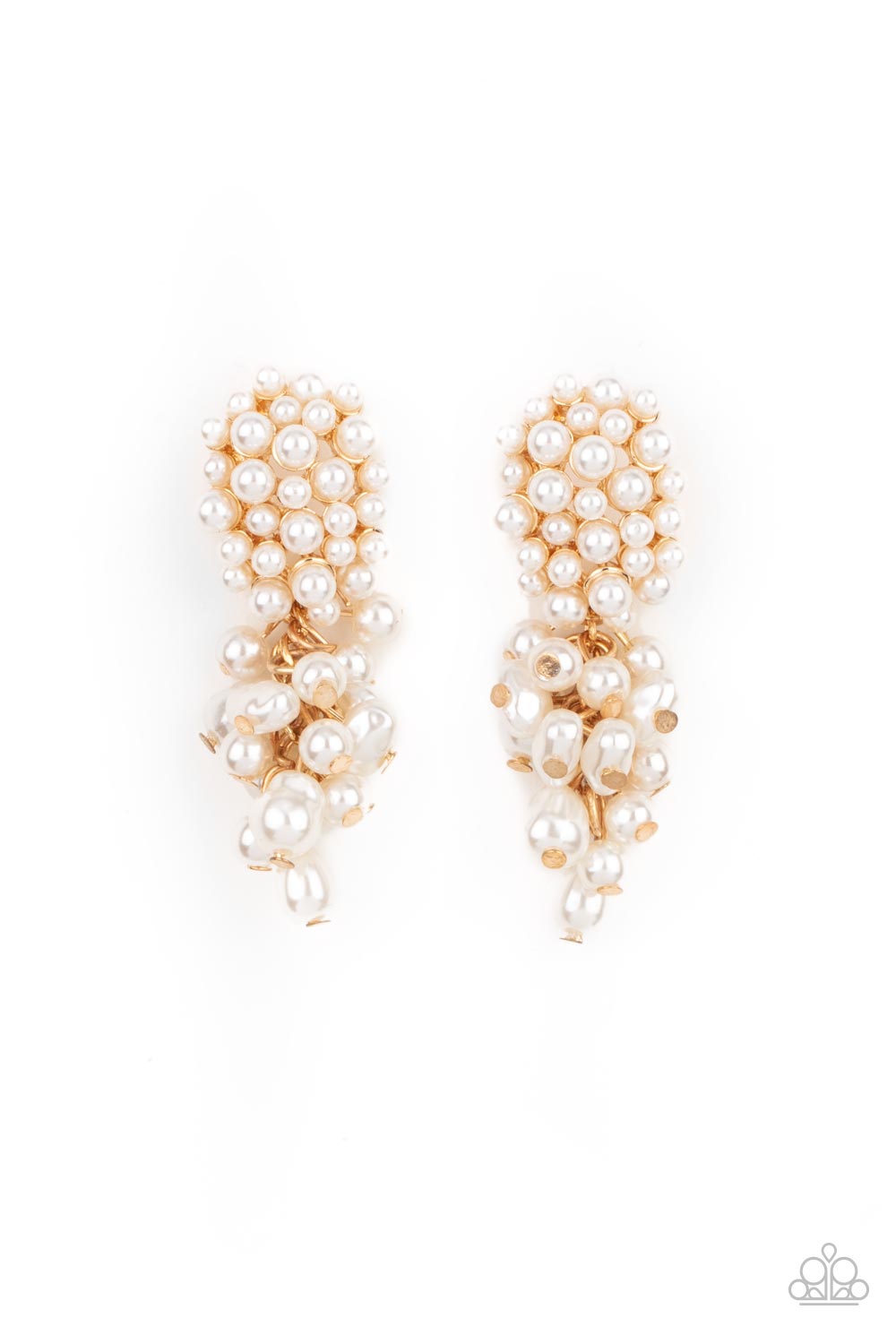 Fabulously Flattering - Gold & White Earrings - Princess Glam Shop
