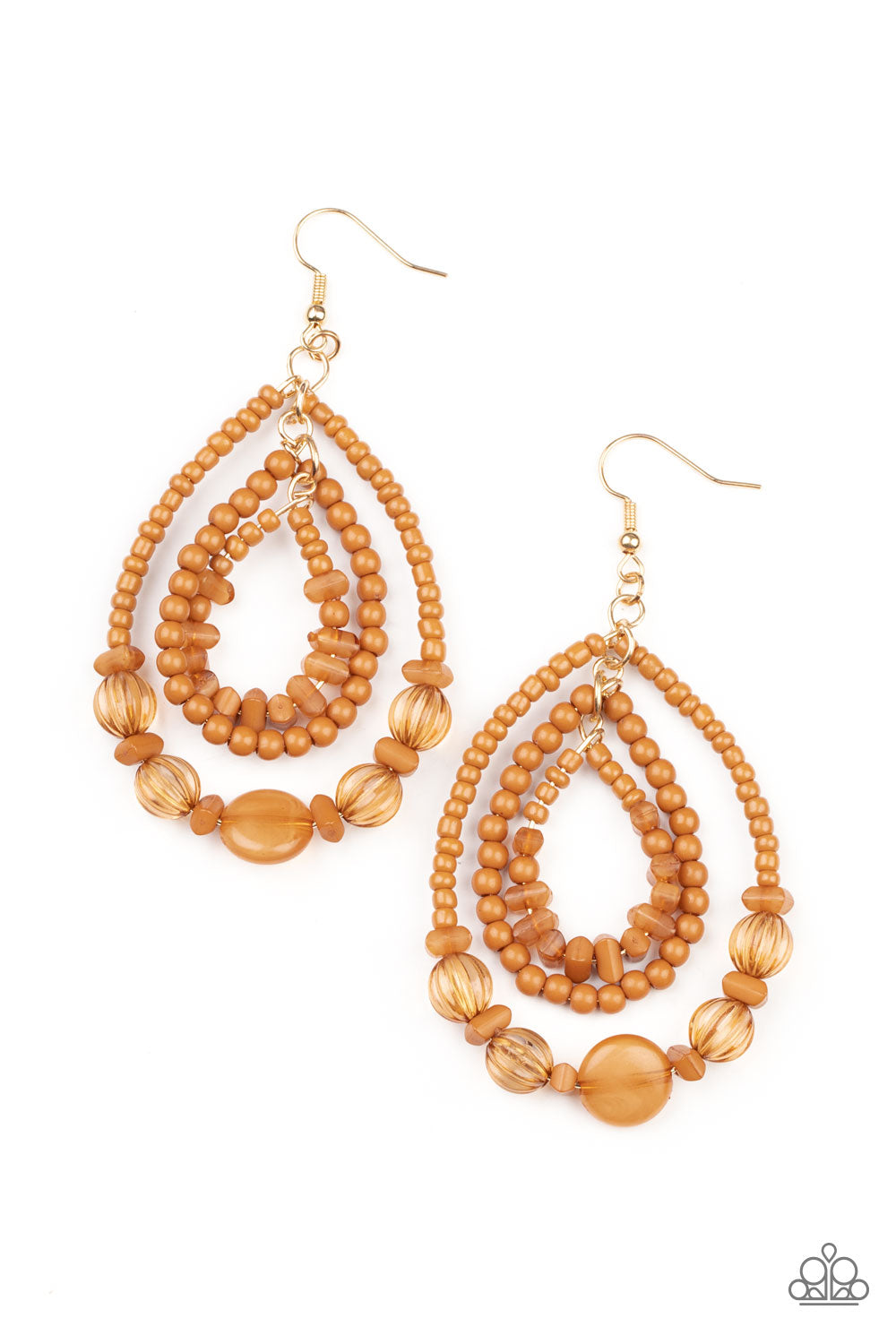 Prana Party - Brown & Gold Earrings - Princess Glam Shop