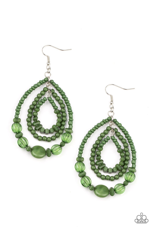 Prana Party - Green Seed Bead & Gold Earrings - Princess Glam Shop