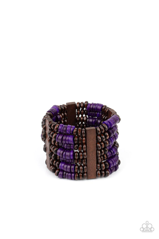 Vacay Vogue - Purple & Brown Wood Bracelet - Princess Glam Shop