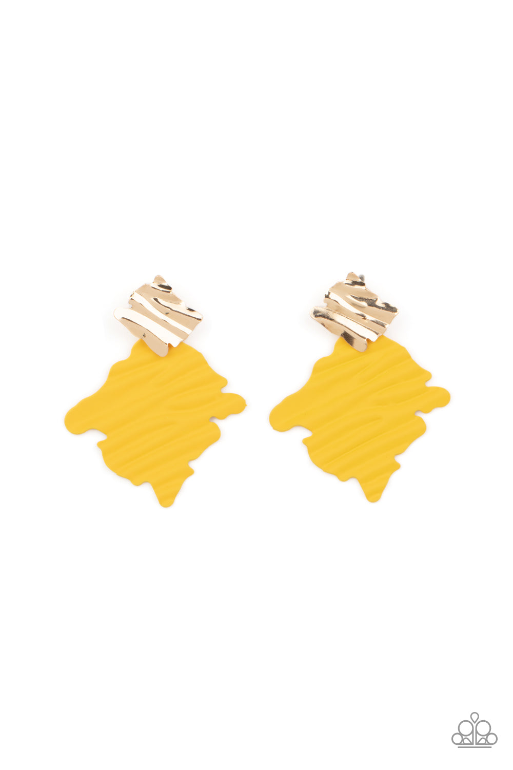 Crimped Couture - Yellow & Gold Earrings - Princess Glam Shop