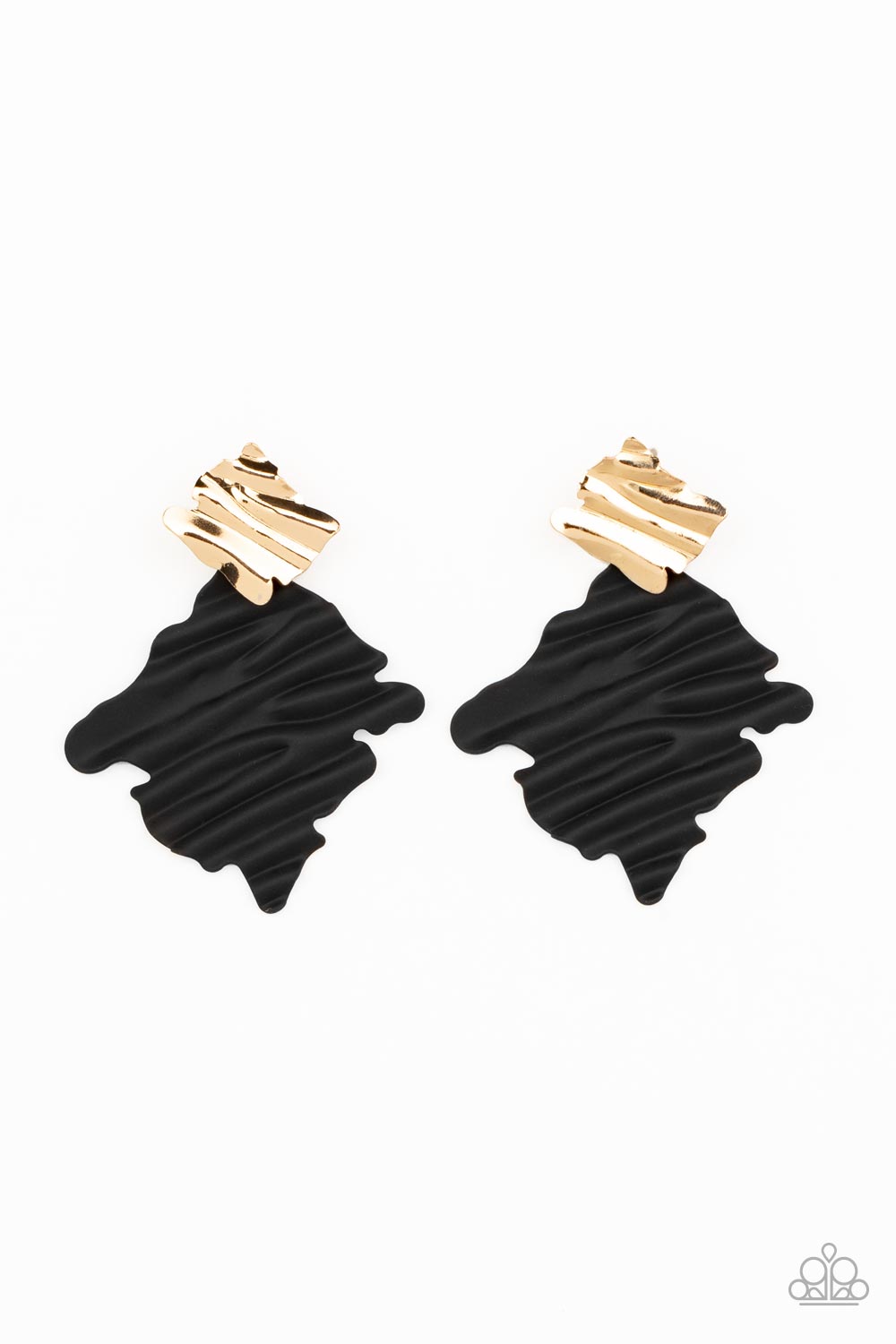 Crimped Couture - Gold & Black Earrings - Princess Glam Shop