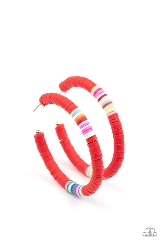 Colorfully Contagious - Red Hoop Earrings - Princess Glam Shop