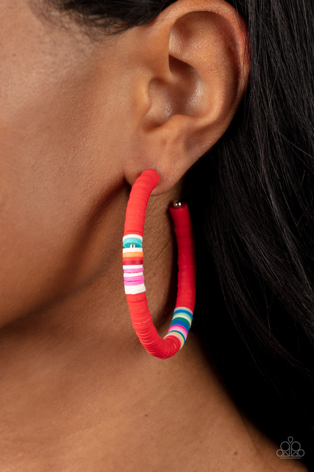 Colorfully Contagious - Red Hoop Earrings - Princess Glam Shop