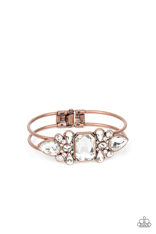 Call Me Old-Fashioned - Copper & White Hinged Bracelet - Princess Glam Shop