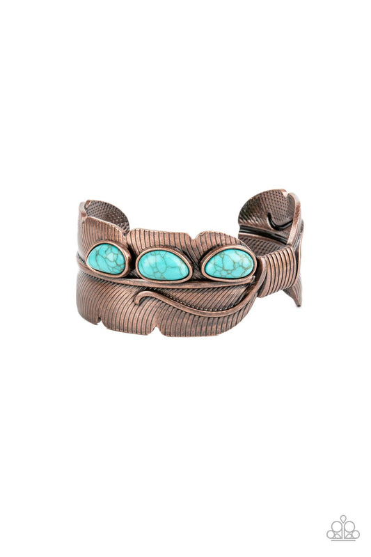 River Bend Relic - Copper & Blue Stone Cuff Bracelet - Princess Glam Shop