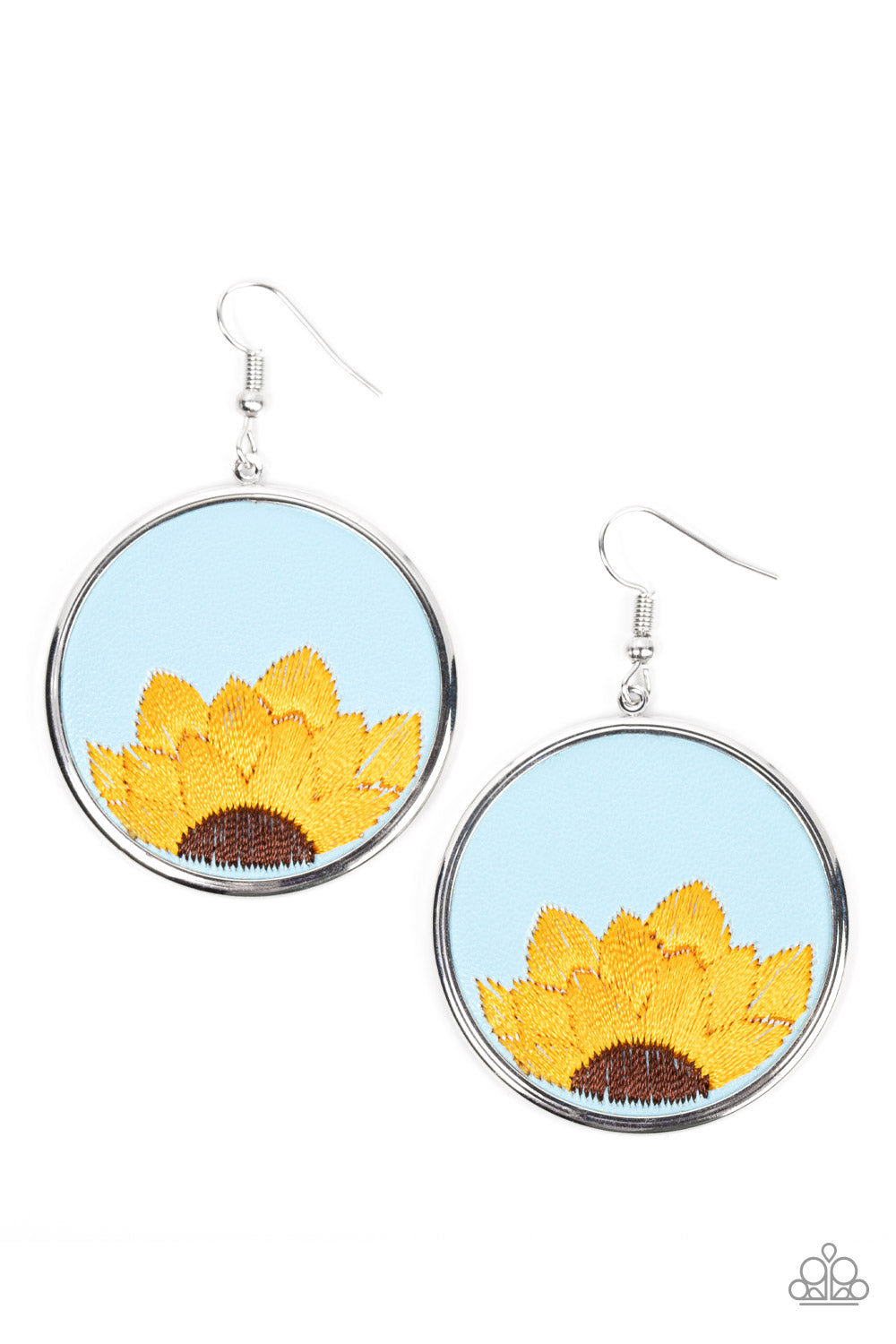 Sun-Kissed Sunflowers - Blue Orange & Brown Earrings - Princess Glam Shop