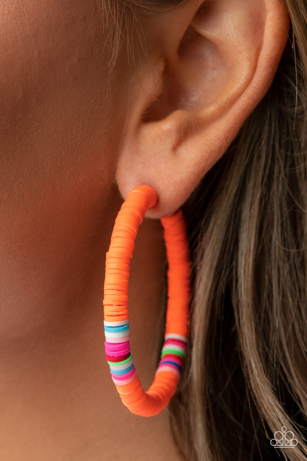 Colorfully Contagious - Orange Hoop Earrings - Princess Glam Shop