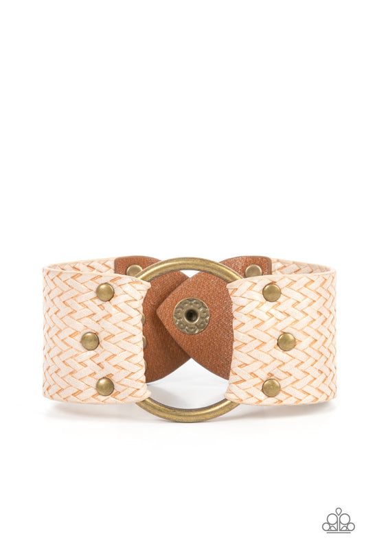 Aspiring Adventurist - Brass & Brown Leather Snap Bracelet - Princess Glam Shop