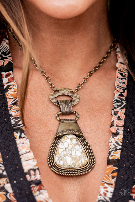 Rodeo Royale - Brass & White Stone Necklace Set - November 2021 Fashion Fix Exclusive - Princess Glam Shop