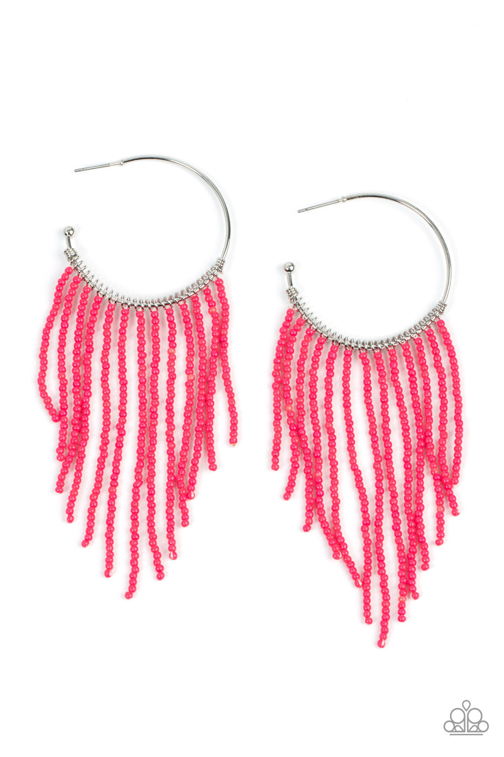 Saguaro Breeze - Pink Seed Bead Hoop Earrings - Princess Glam Shop