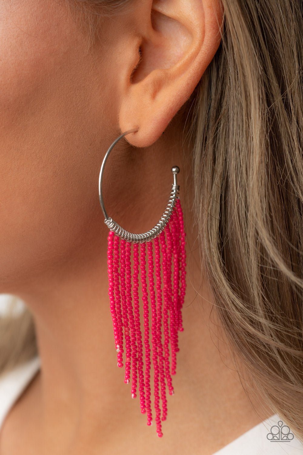 Saguaro Breeze - Pink Seed Bead Hoop Earrings - Princess Glam Shop