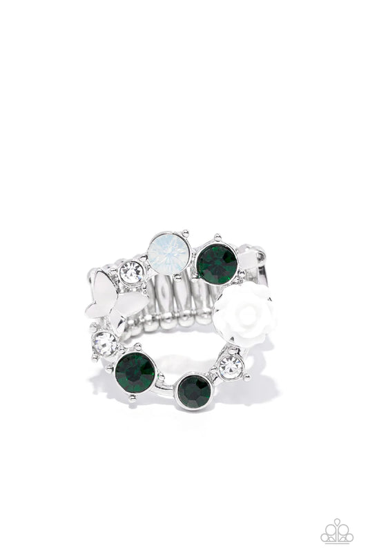 Butterfly Bustle - Green & White Ring Exclusive Fall 2022 - Princess Glam Shop