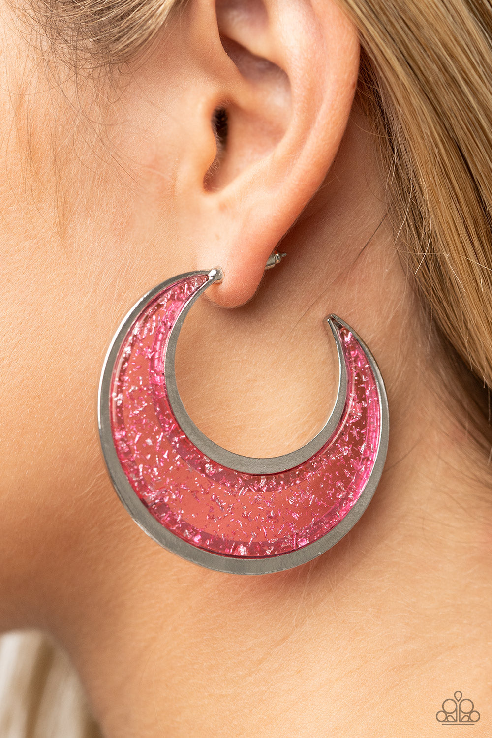 Charismatically Curvy - Pink Hoop Earrings - Princess Glam Shop