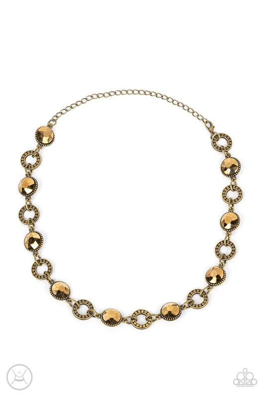 Rhinestone Rollout - Brass Choker Necklace Set - Princess Glam Shop